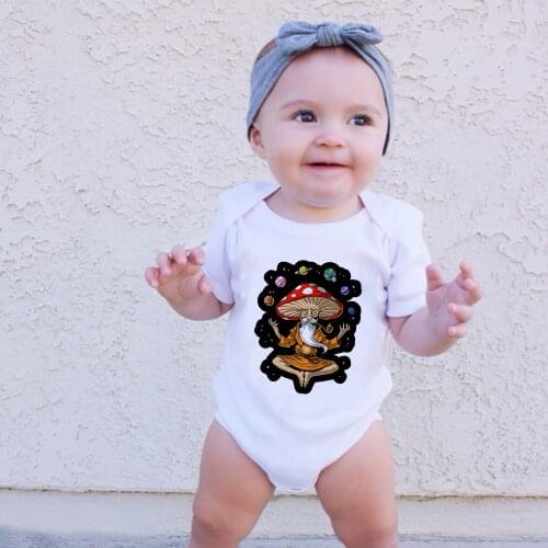 Novelty Style Mushroom Graphic Baby Clothes Cartoon Harajuku Aesthetic Baby Girl Boy Bodysuits Newborn Summer Romper Toddler