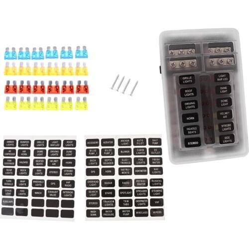 Electric Appliances Plastic Cover Fuse Box Holder 12V 6Way 12way Blade Holder Block Case for Auto Car Bike Boat Marine Trike