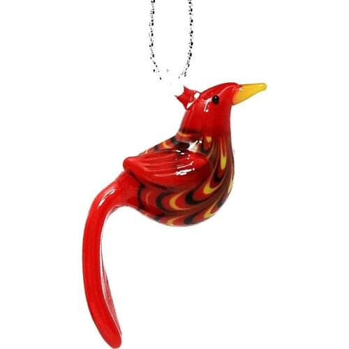Murano Glass red Bird Figurine ornament handmade hook silk design charm Pendant home garden decor hanging Christmas accessories