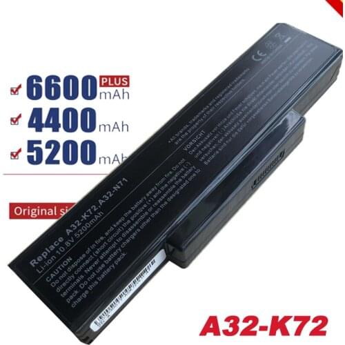 HSW 6cells 5200mah laptop battery For Asus A32-K72 A32-N71 A72 K72D K72 K72J K72R fast shipping