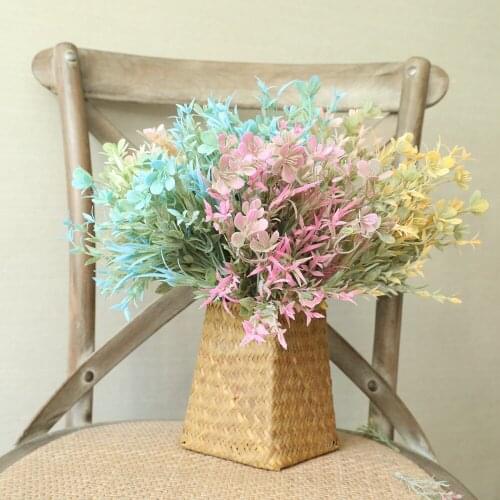 5Pcs/lot Artificial Flowers PE Color Plum Grass Bunch Wedding Flowers Wreath Home Decoration Crafts Garden Flower Accessories