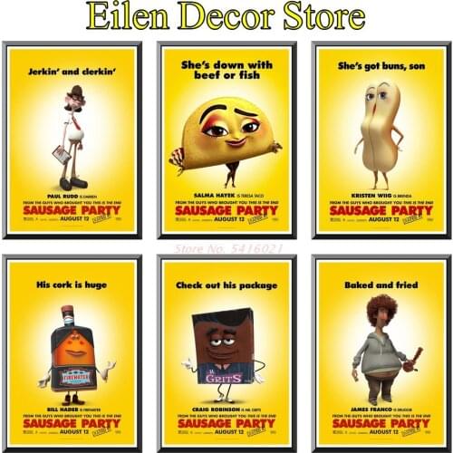Sausage Party Movie Poster Decal Wall Decoration Poster Posters & Prints Art Print Vintage Style Poster Wall Picture 42X30cm