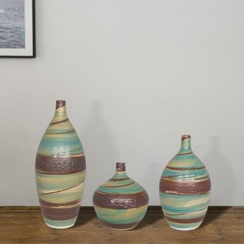 Middle Century Style Ceramic Vase Porcelain Decor Green Glaze Handcraft Flower pot