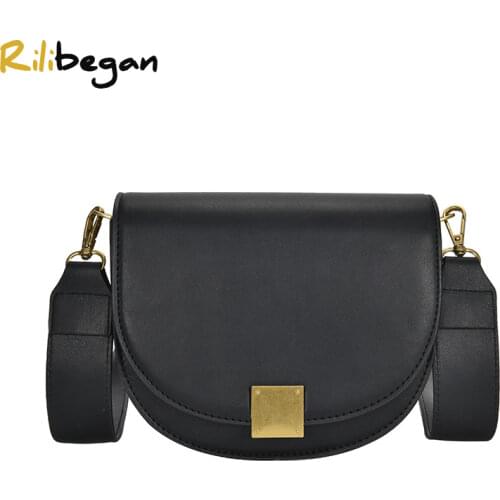 Classic Saddle Style Women Shoulder Bag Fashion Handle Handbag Bag Female Solid Crossbody Bag Women Concise Cute Messenger Bag