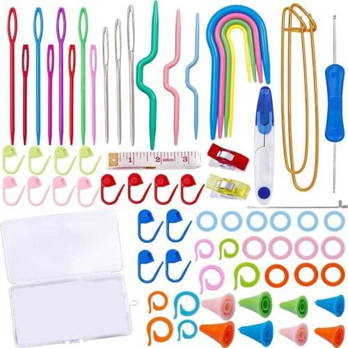LMDZ Knitting Supplies Kit with Knitting Stitch Markers Plastic Sewing Needles Cable Needles for Knitting Sewing Kit Knitting