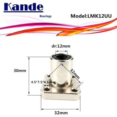 LMK12UU 1pc LMK12 UU Square Flange Linear Bearing dr: 12mm High quality SMK12