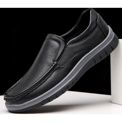 Business New Genuine Leather Men Shoes High Quality Slip On Loafers Casual Footwear Male Comfortable Quality Flats Man Moccasins