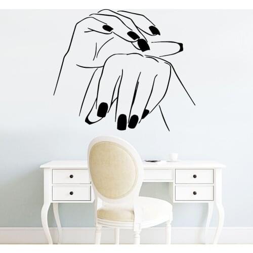 Beautiful Hands Wall Decals Home Decor Beauty Slaon Fashion Manicure Vinyl Nails Store Shop Windows Waterproof Stickers Z353