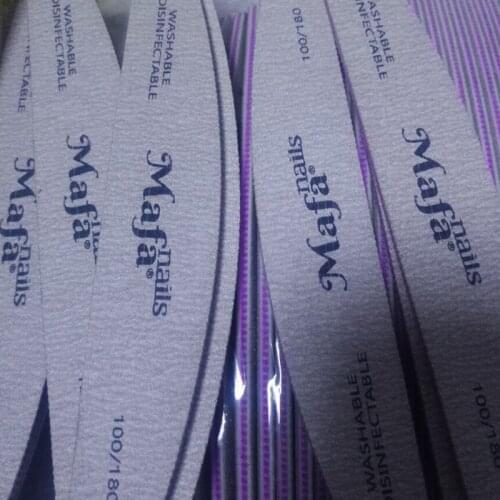 100 pcs Half-Moon Nail File Grit 100-180 Sand File Professional Nail File Doubled-Sides Washable 100 Nail File Manicure Tools