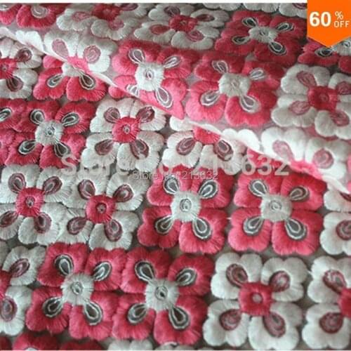 PQYY115 All the silver light of water soluble polyester filament fabric lace heavy stereo flower fan sequins embroidery cloth