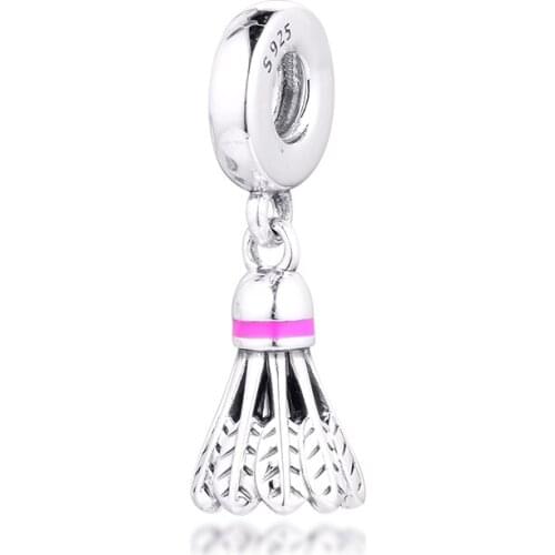 Badminton Dangle Charm acsesoris for women Sterling Silver Jewelry Fits Original Bracelets Bead For Jewelry Making