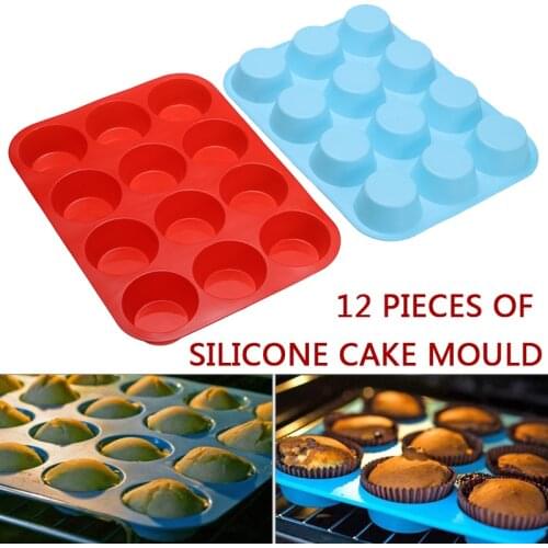 12 Cup Large Silicone Cake Mold Muffin Cup High Quality Baking Pan Cupcake Moulds Kitchen Bakeware Accessories Random Color