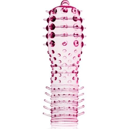 Silicone Crystal Penis G-spot Stimulation Anal Sleeve Extender Enlarger Erection Ejaculation Impotence Aid for Couple Lovers