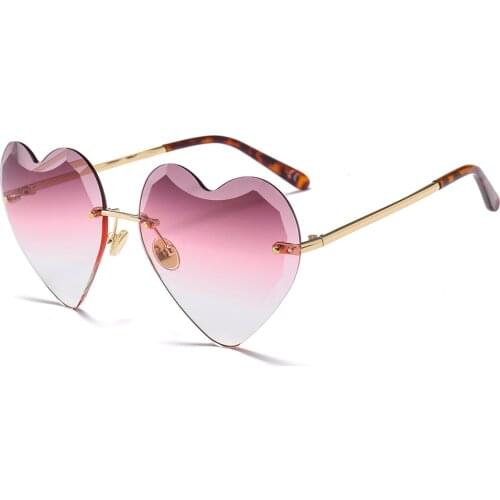 Heart Shape Rimless Sunglasses Women Vintage Sun Glasses Men for Outdoor Shades Eyewear Oculos Goggles 22096DF