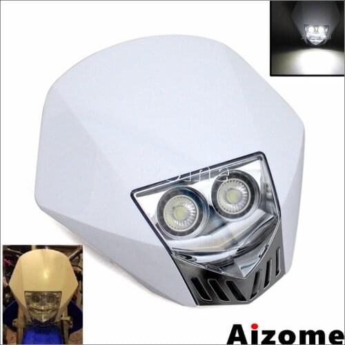 Universal Motocross Headlight Headlamp Supermoto LED Motorcycle Headlight Fairing For Yamaha Honda Kawasaki YZ YZF KLX KX TW