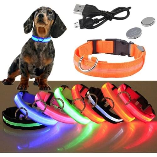 USB Rechargeable Pet Dog LED Glowing Collar Luminous Flashing Necklace Outdoor Walking Night Safety Supplies