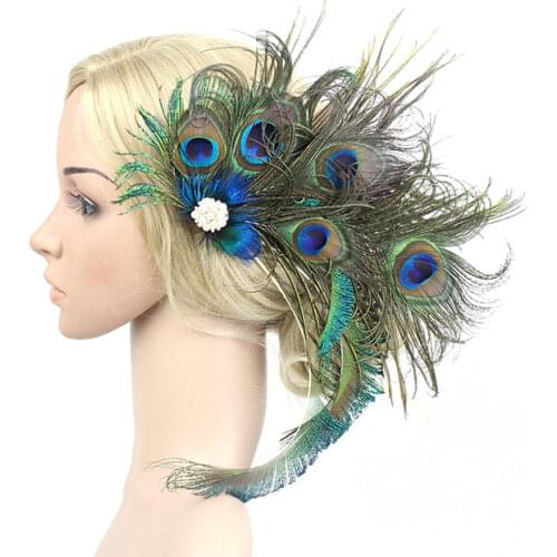 Women Peacock Feather Fascinator Clip Ladies Day Races Wedding Party Bridal Tiara Hairpin Hair Accessories Bride Headpiece