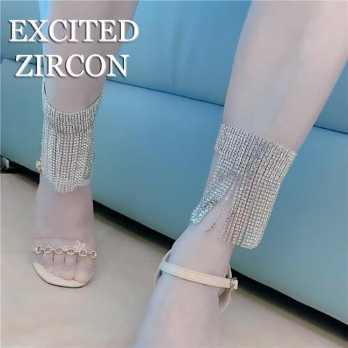 Woman fashion European and American sexy exquisite luxury rhinestone anklet summer beach jewelry foot accessories