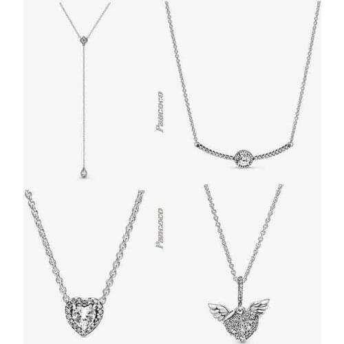 925 Sterling Silver Round Sparkle With Timeless Elegance Crystal Necklace For Women Wedding Party Fashion Jewelry