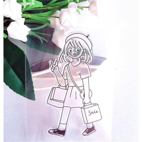 10*13.5 Lovely Shopping Girl Transparent Clear Stamps Bullet Journal Seal for DIY Scrapbooking Card Making Photo album Decoration Stamp sheet