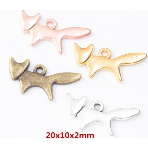 30pcs/lot 20x10x2mm Four Colors Plated Retro Zinc Alloy Fox Charms Pendant, DIY Jewelry Accessories Metal Classic Lcamtt