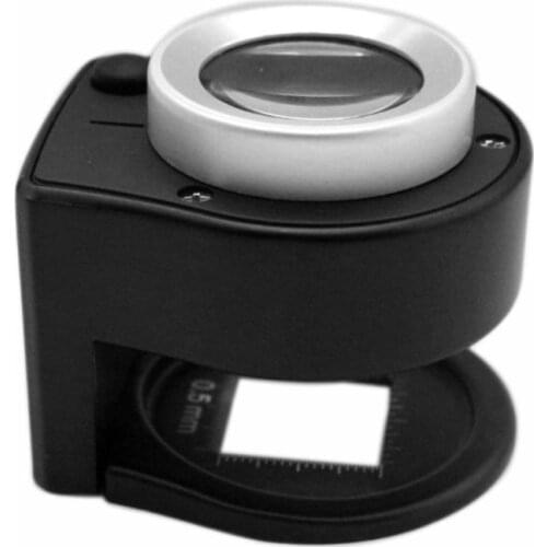 30X Magnifier Metal Folding Cloth Linen Microscope Loupe with 3LED & 3UV Light