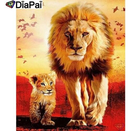 DIAPAI 5D DIY Diamond Painting 100% Full Square/Round Drill "Animal lion" Diamond Embroidery Cross Stitch 3D Decor A21466