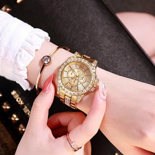 Women Watches Diamond Gold Watch Ladies Wrist Watches Luxury Rhinestone Quartz Womens Bracelet Watches Female Relogios Feminino
