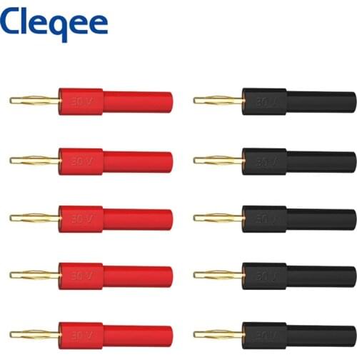 Cleqee P7020 2PCS 2mm Banana Plug Jack with 4mm Socket 30V/10A Gold Plated Connectors For Speaker Test Probes Converter