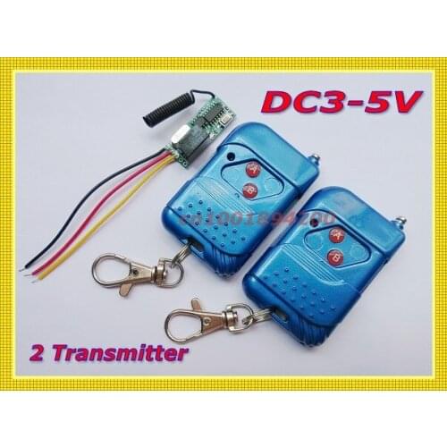 DC3-5V Mini Small Volume Radio Remote Control Switch System 2 Transmitter Receiver 315/433.92MHZ Latched Toggle Momentary Learn