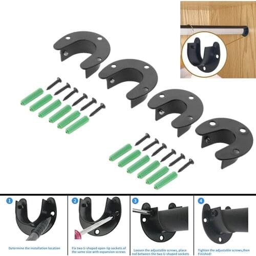 2Pcs Stainless Steel Heavy Duty Wardrobe Closet Flanges Rod Holder Clothes Rail Bracket End Support Socket for 25mm or 32mm Tube