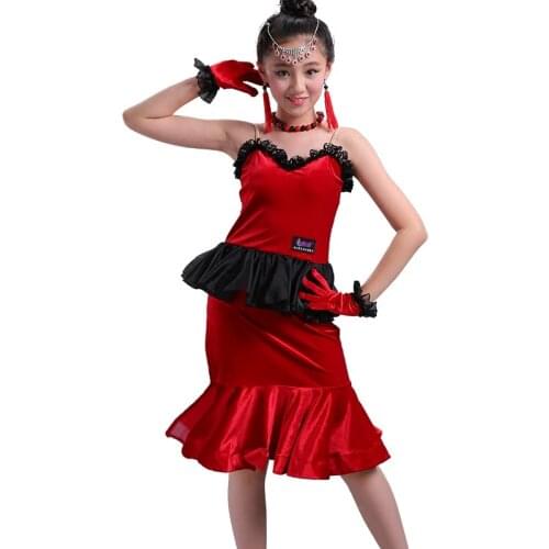 Girl Latin Dance Skirt Practice Clothes Sleeveless Children Latin Dress Competition Dance Performance Costume Kids Skirt