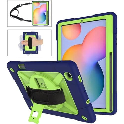 Kids Case for Samsung Galaxy Tab S6 Lite 10.4 P610 P615 Shock-proof Heavy Rugged Hard Rubber PC Case with Stand Shoulder Strap