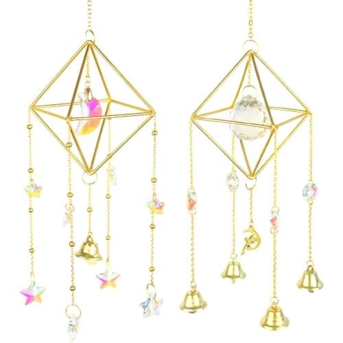 Sun Moon Crystal Prisms Hanging Rainbow Chaser Lighting Accessories for Window Curtains Pendant Home Garden Car Lamp Decor Gifts