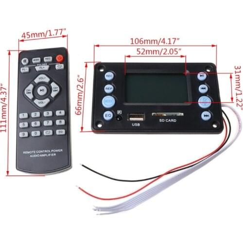 K92F DC 5V 4.0 MIC Recording Port Bluetooth-compatible MP3 Decoder Board Module USB SD WAV WMA APE FLAC FM with Remote control