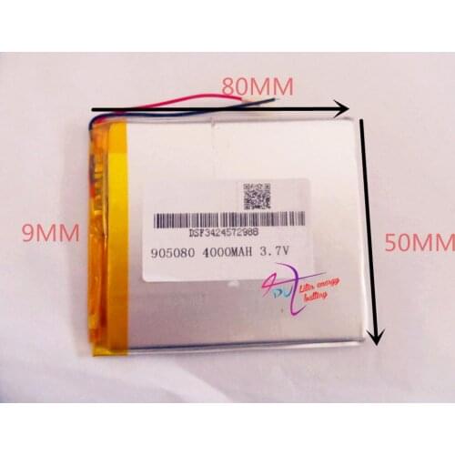Best battery brand Size 905080 3.7V 4000mah Lithium polymer Battery with Protection Board For PDA Tablet PCs Digital Products Fr