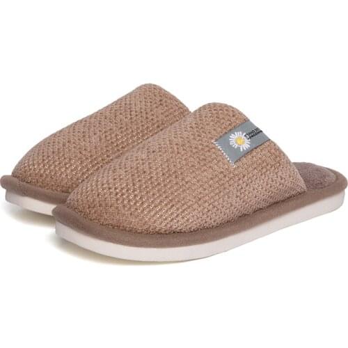 Men Indoor Slippers Home Warm Short Plush Anti Slip Lovers Home Slides 2020 Winter Shoes Woman House Floor Cotton Slippers