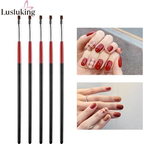 5PCS/Set Kit Brush Nail Art Pen Painting Drawing Design Pen Tool Gel UV Manicure Salon Professional Carving Builder Tips Acrylic