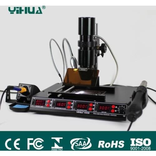 YIHUA 1000B BGA Rework Station, Laptop Motherboard Repairing, BGA Machine, Reballing Kit, Welding, IR Station, SMD Tools