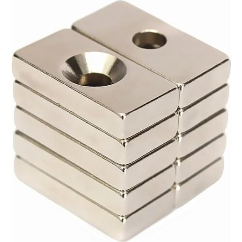 2015 Real New Iman Neodimio Imanes Atacado 10pcs/lot _ N50 20x10x4mm 4mm Hole Super Strong Block Magnets Rare Earth Neodymium