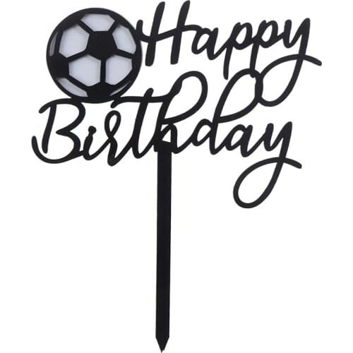 New Football Acrylic Cake Topper Novelty Soccer Happy Birthday Cake Topper For Boys Birthday Sports Party Cake Decorations