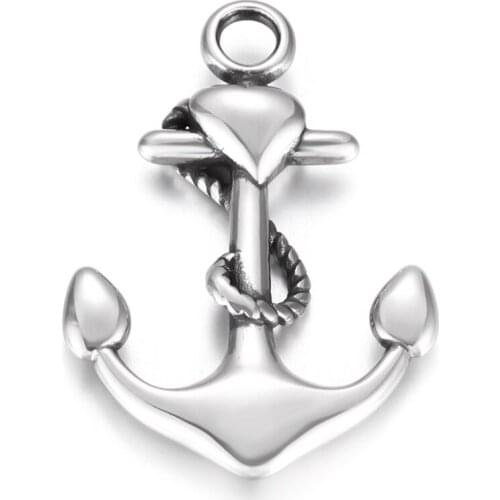 316L Stainless Steel Anchor Pendant Polished Charms 3mm Hole DIY Neckalce Pendants Hook Accessories Jewelry Making Supplies