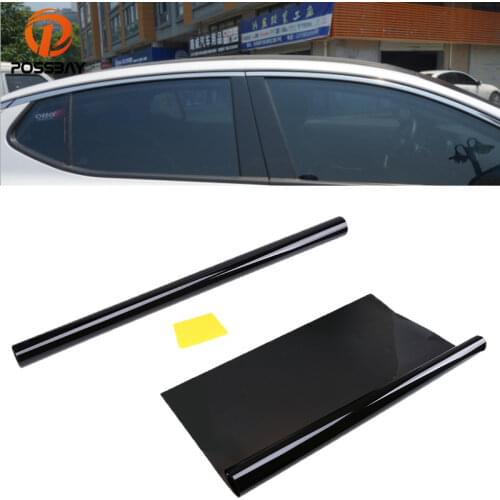 POSSBAY 0.5m*6m Black Car Side Window Foils Solar Protection Auto Window Tinting Film VLT 5% Car Curtains Glass Tint Film