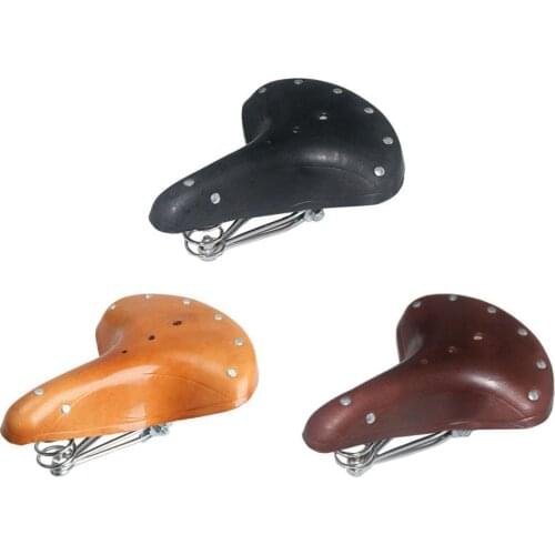 1Pcs Bicycle Seat Leather Three Spring Retro Mountain Bike Seat Multiple Colour Bicycle Accessories