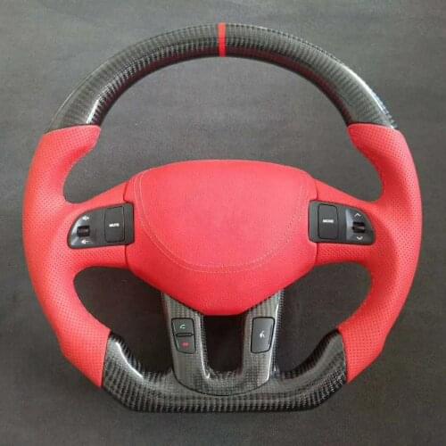 Cuatomized Real Carbon Fiber Sports Steering Wheel Alcantara Leather compatible for KIA Sportage R 2010-2016