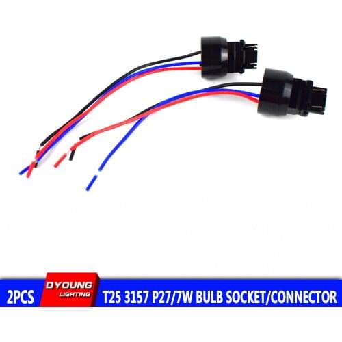 Led Socket T25 3157 P27/7W Plug Cable Connector Adapter Base For Car Switchback Back-Up Reverse Brake Turn Signal Light 2Pcs/Lot