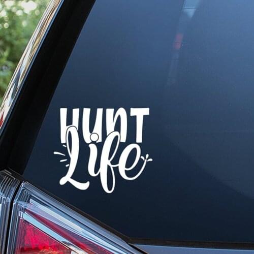 Black/Sliver Hunt Life Text Vinyl Car Sticker Hunting Decal Waterproof Rear Window Decor Car Window Art Stickers Decor S268