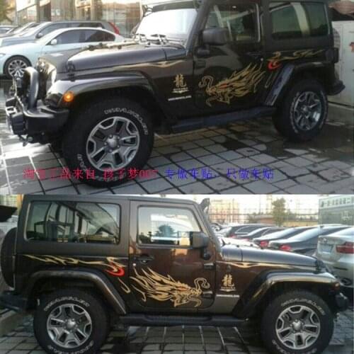SUV Car Sticker For Jeep Wrangler Body Exterior Decoration Modified Sticker Pull Flower Stripe Film Dragon