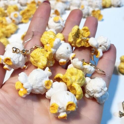 Funny Women Popcorn Food Dangle Ear Clip Hook Earrings Party Club Jewelry Gift