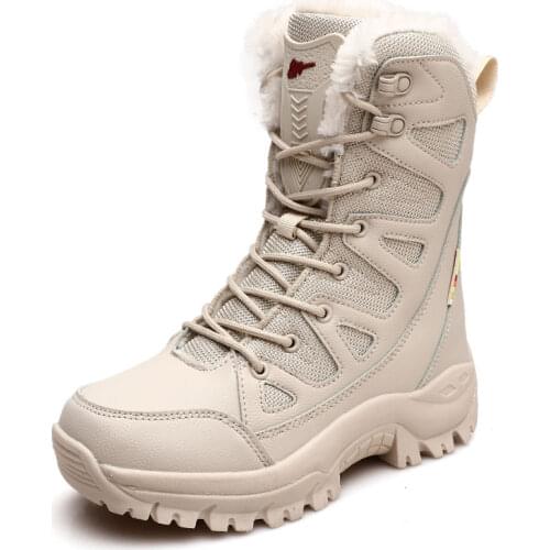 Winter Leather Women Boots High Quality Plush Warm Couple Snow Boots Comfortable Women Ankle Boots Outdoor Waterproof Sneakers